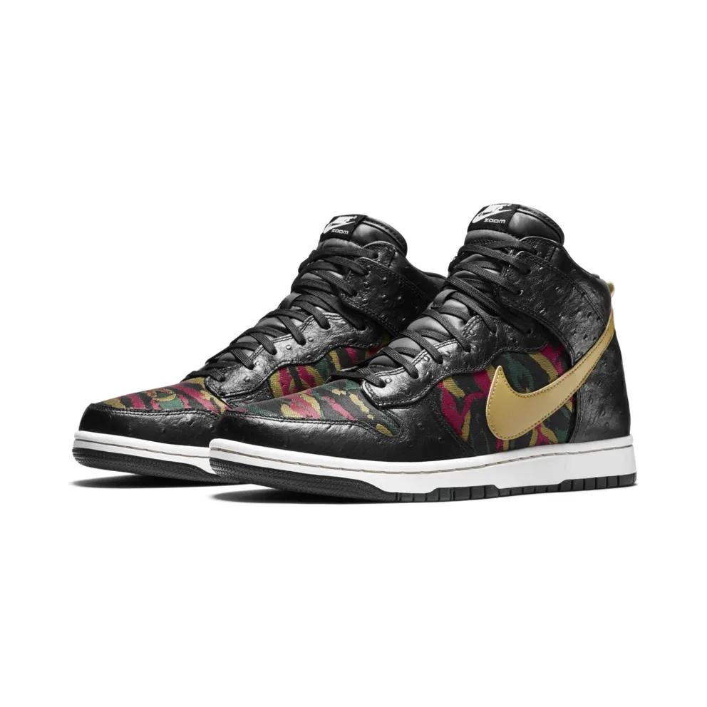 Nike Dunk CMFT Tiger Camo Black/Hyper Red-Gorge Green-Flat Gold (716714-002)