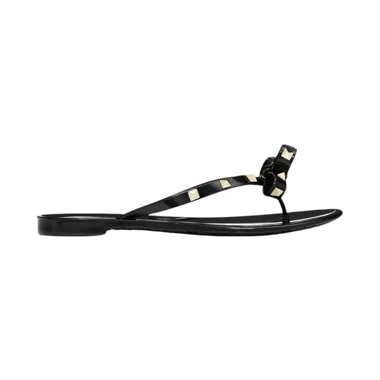 Valentino Rubber Rockstud Thong Sandals Black (ZW2S0552PVS0NO)