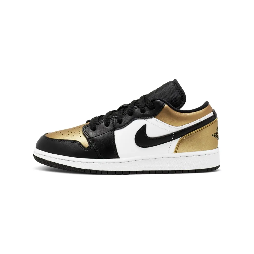 Jordan 1 Low Gold Toe (GS) Metallic Gold/Black-White (CQ9487-700)