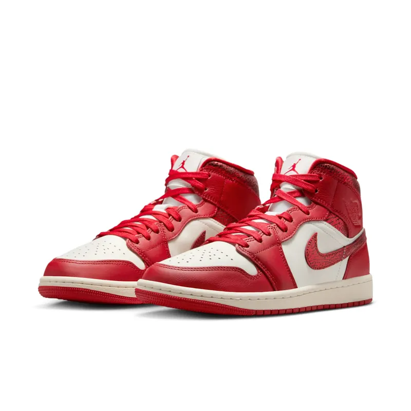 Air Jordan 1 Mid “Red Cracked Leather” (HJ9337-106)