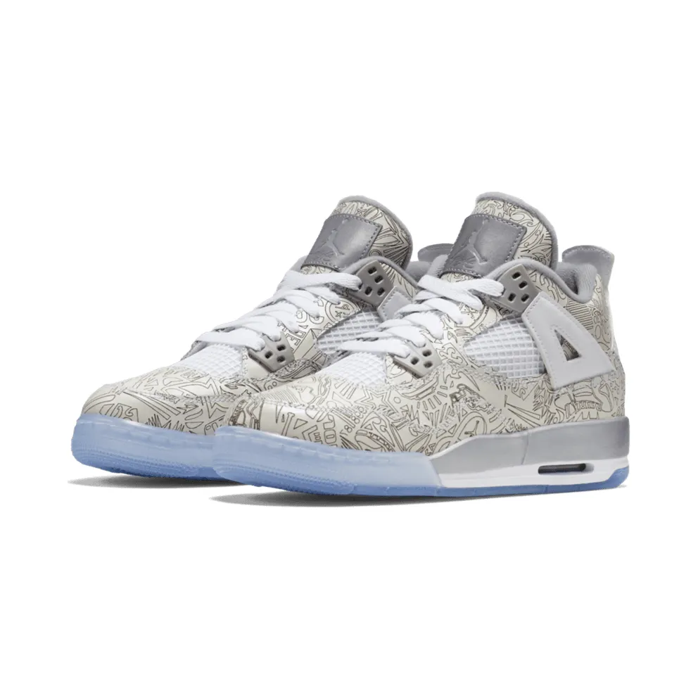 Jordan 4 Retro Laser (GS) White/Chrome-Metallic Silver (705334-105)