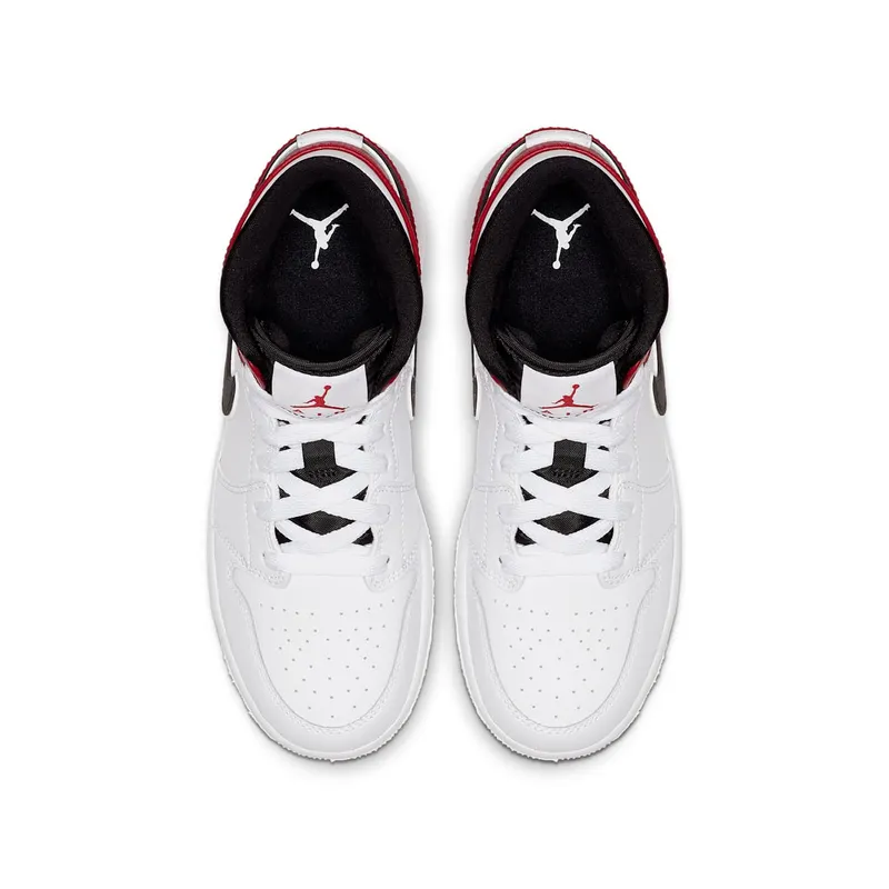 Jordan 1 Mid White Black Gym Red (GS) White/Black-Gym Red (554725-116)
