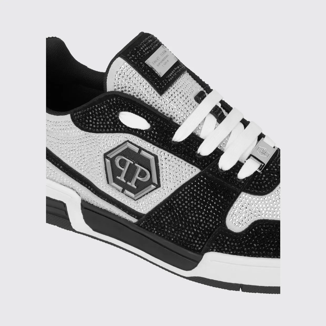 Philipp plein P-Force Leather Sneakers with Monogram and Crystals White (UAFSUSC1089PLE010N0102) (3)