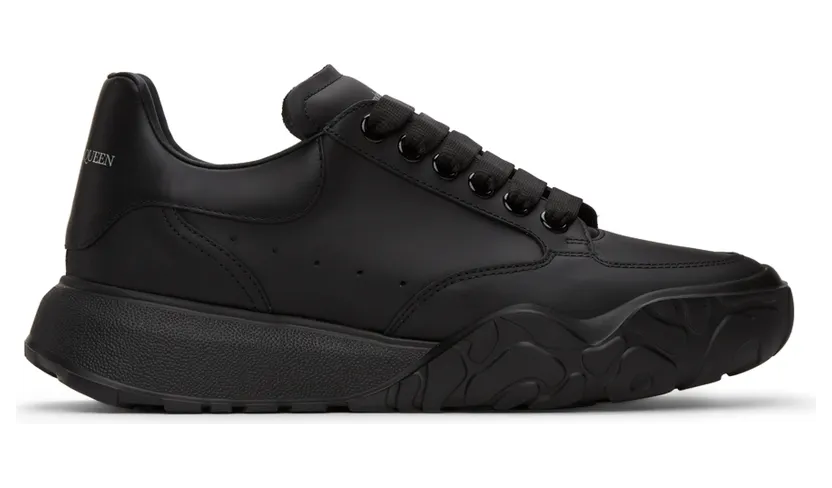 Alexander McQueen Black Court Trainer Sneakers (634619WIA98)