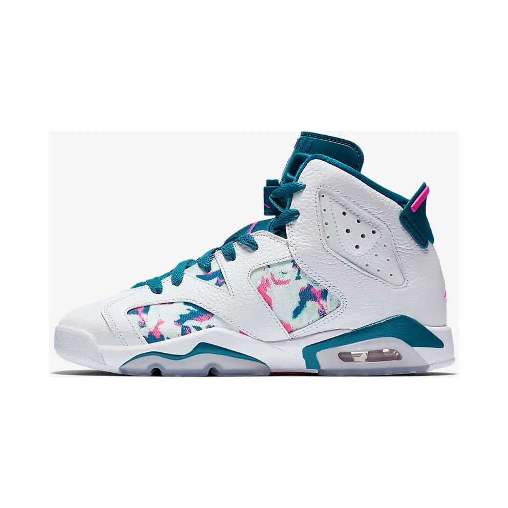 Jordan 6 Retro White Laser Fuchsia Green Abyss (GS) White/Laser Fuchsia-Green Abyss (543390-153)