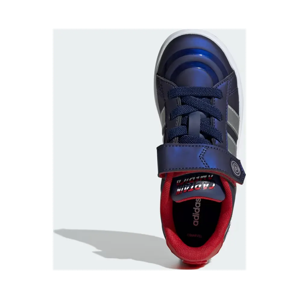 adidas Marvel Avengers Grand Court Shoes Kids “Dark Blue / Matte Silver / Better Scarlet” (HP3619)