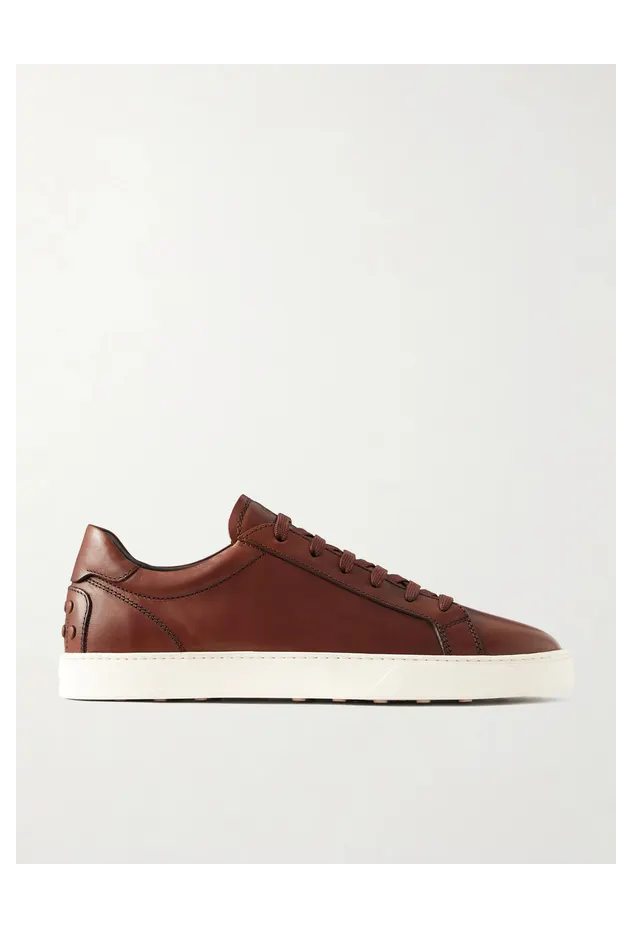 Tod’s Cassetta Rubber-Trimmed Glossed-Leather Brown (XXM04L0HZ40NF5)