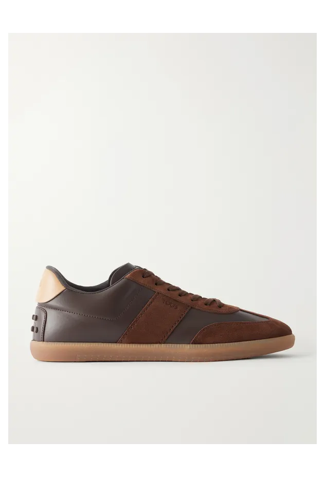 Tod’s Suede-Trimmed Leather Dark brown (XXM68C0KP40RZZ)