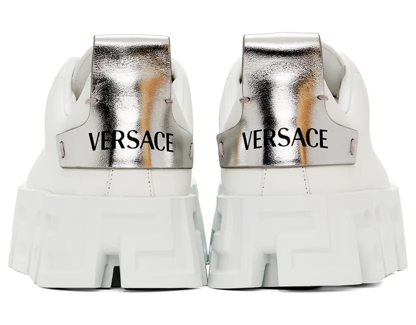 Versace White & Silver ‘Greca’ Sneakers (1003134 1A04288) (2)