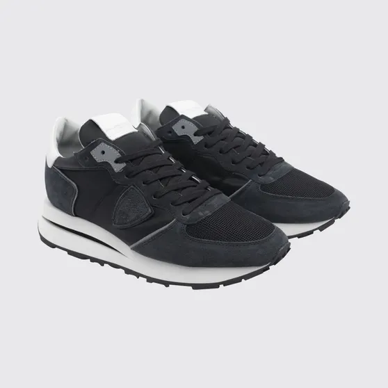 Philippe Model Tropez Haute Suede Low-Top Sneakers with Serrated Sole Black (TKLUW006)