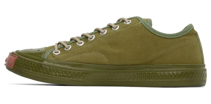 Acne Studios Green Canvas Low Sneakers (BD0225-) (3)