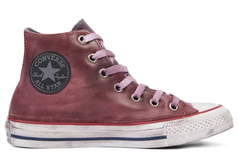 Converse Chuck Taylor All Star Premium Vintage Leather High Top Optical White/red Vintage (165774C)