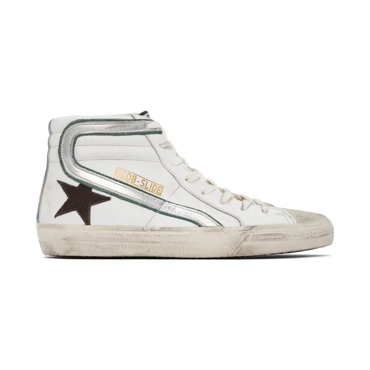 Golden Goose White Leather & Suede Slide Classic High-Top Sneakers (GMF00115.F002065.10774)
