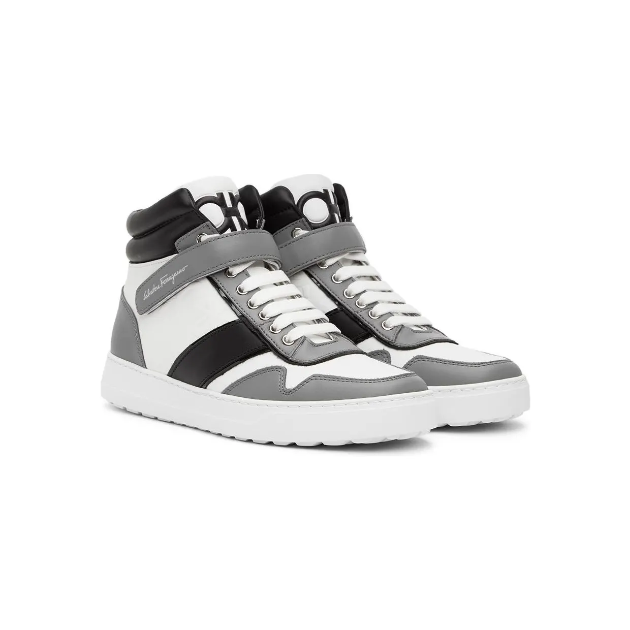 Salvatore Ferragamo White High-Top Noe Sneakers (753128 020465018) (4)