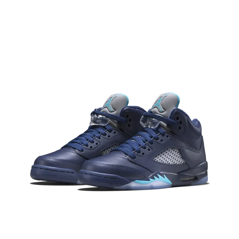 Jordan 5 Retro Pre-Grape (GS) Midnight Navy/Turquoise Blue-White (440888-405)