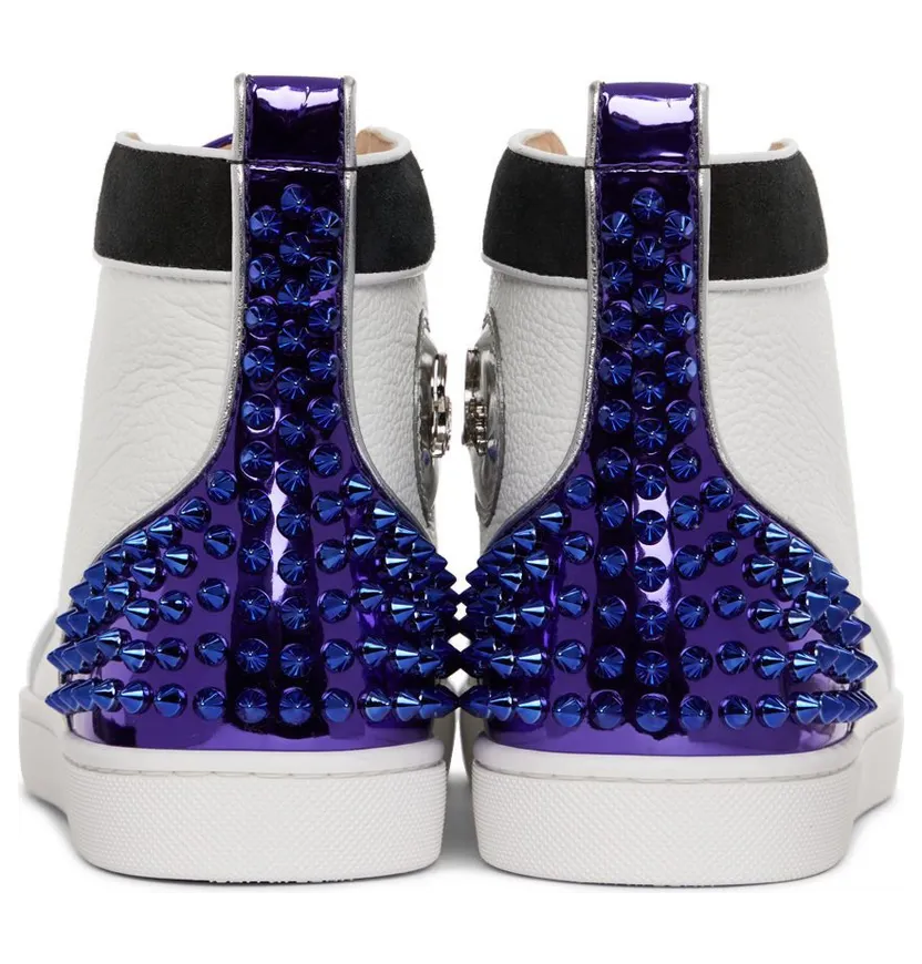 Christian Louboutin White & Black Rantus Spikes Sneakers (1220369) (4)