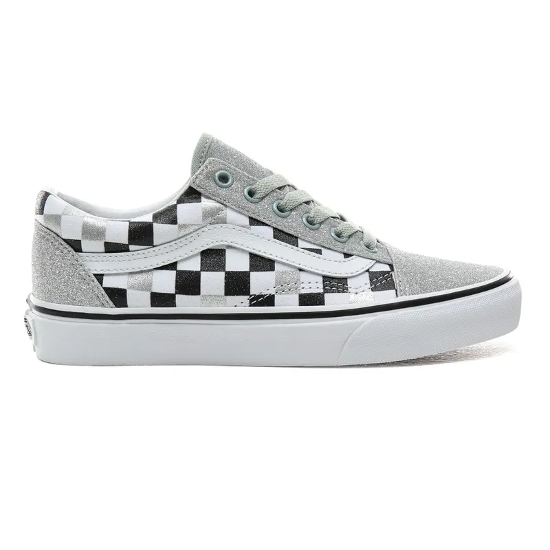 Vans Old Skool Glitter Checkerboard (W) Silver/True White-Black (VN0A4BV5V3J)