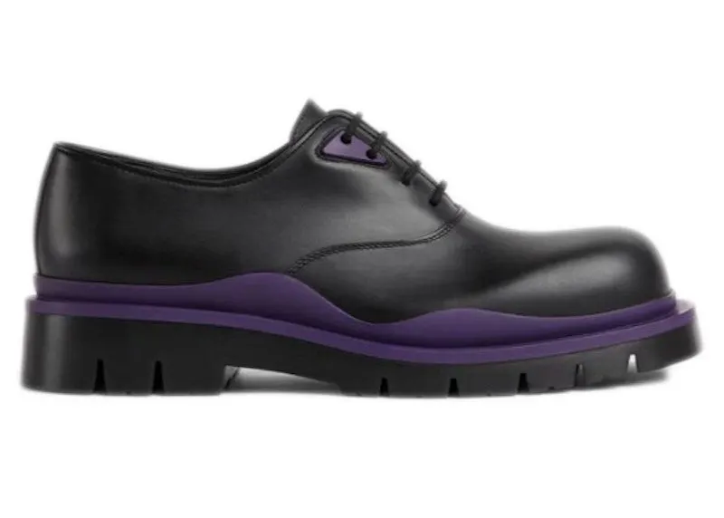Bottega Veneta Tire Lace Up Leather Shoe Black Plum (667073VBS501395)