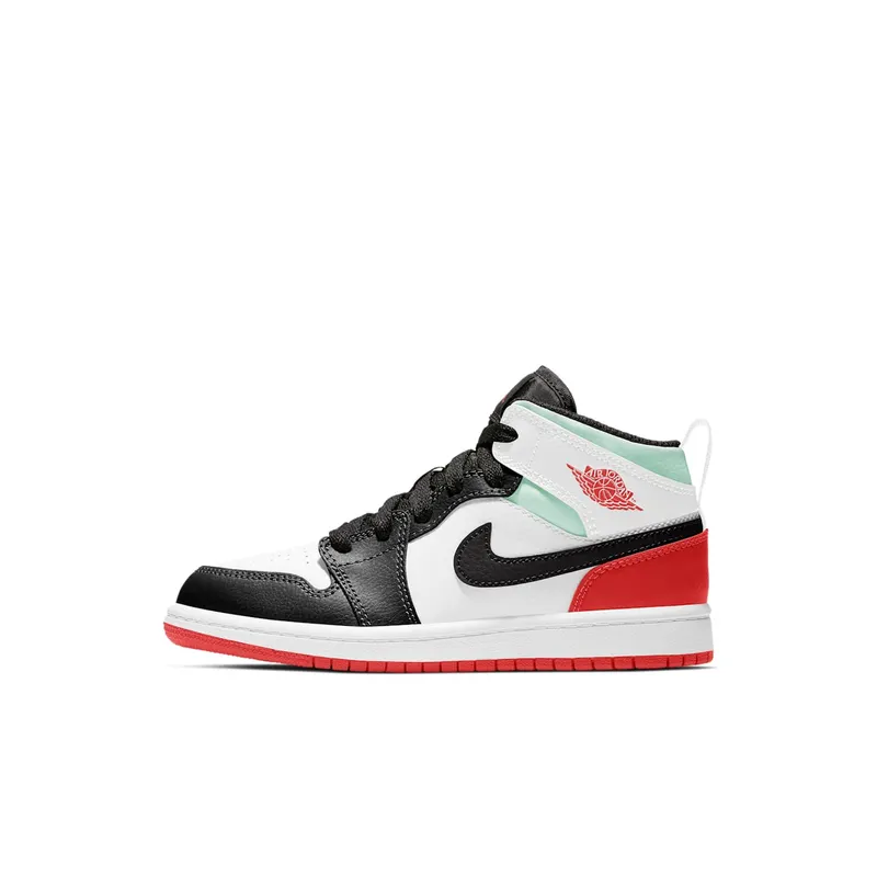 Jordan 1 Mid SE White Black Red Spruce (PS) (BQ6932-100)