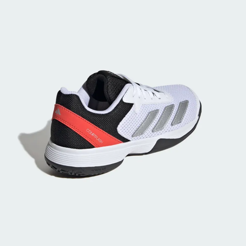 Adidas Courtflash Tennis Kids Cloud White / Silver Metallic / Bright Red (JI2447)