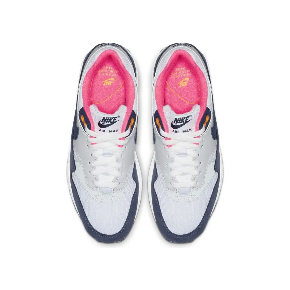 Nike Air Max 1 Pure Platinum Midnight Navy Racer Pink (W) White/Midnight Navy-Pure Platinum-Racer Pink-Laser Orange (319986-116)