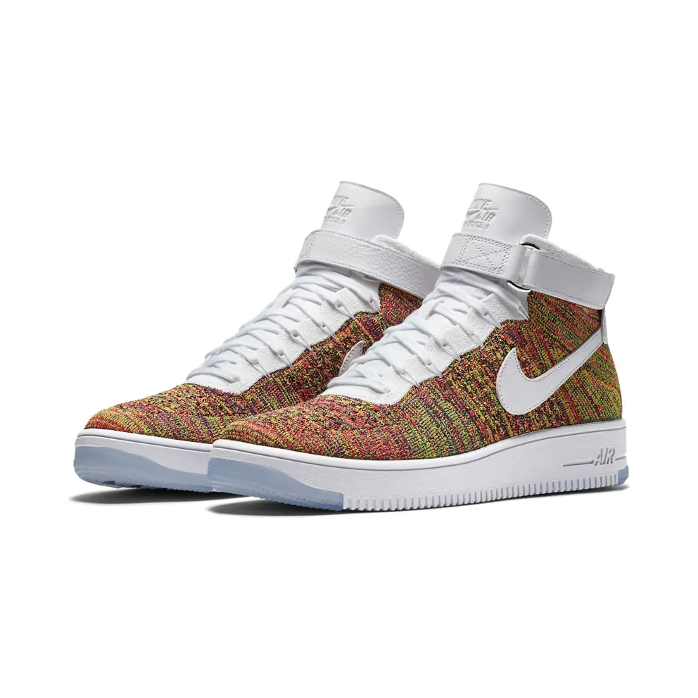 Nike Air Force 1 Mid Flyknit Multi-Color White Volt/Bright Crimson-Court Purple-White (817420-700)