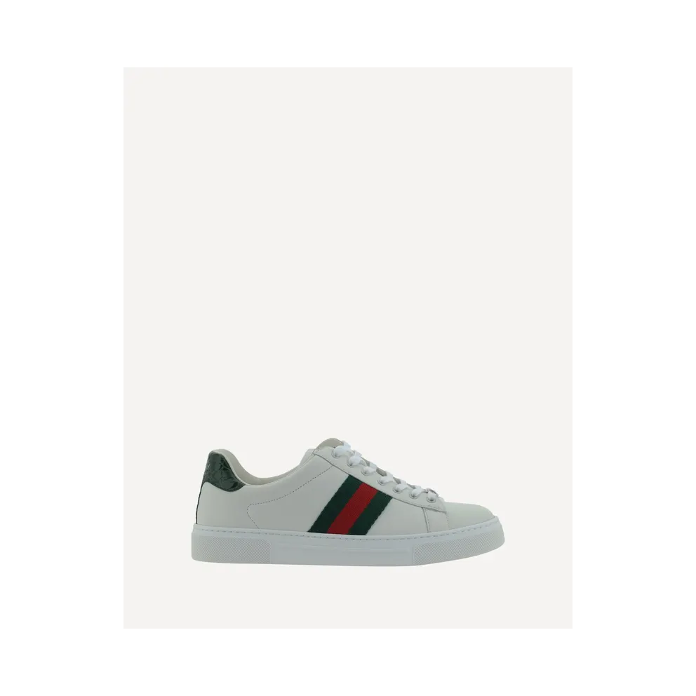 Gucci Ace gestreepte with reptiel-effect – White (757943AACAG)