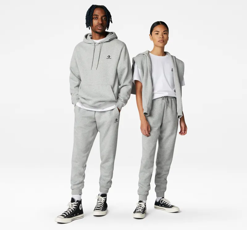 Converse Converse Go-To Embroidered Star Chevron Fleece Sweatpant with standaardpasvorm Vintage Grey Heather