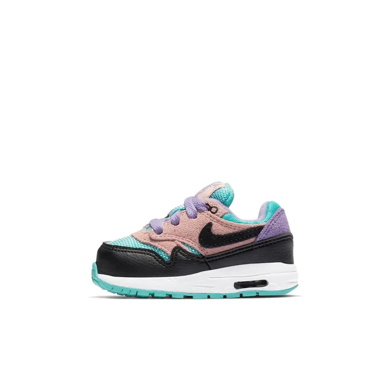 Nike Air Max 1 Have a Day (TD) Black/White-Space Purple-Bleached Coral-Hyper Jade (BQ7214-001)