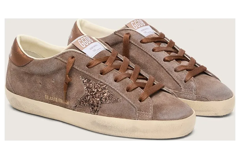 Golden Goose Women’S Super-Star Ltd In Brown Suede With Brown Glitter Star (GWF01119.F008568.60696) (2)