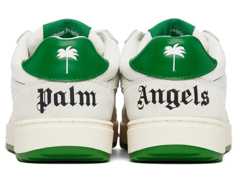 Palm Angels White & Green University Sneakers (PMIA078F22LEA0010155) (2)