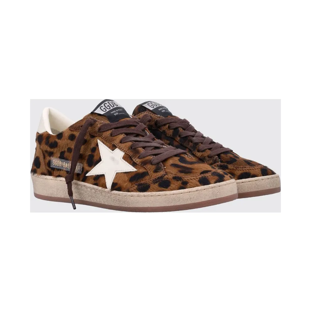 Golden goose Ball Star Animal Print Leather and Pony Hair Sneakers Brown (GWF00117F00870355655)