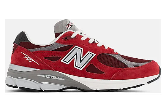 New Balance Red Made In USA 990v3 Sneakers – “Scarlet / Marblehead” (M990TF3)
