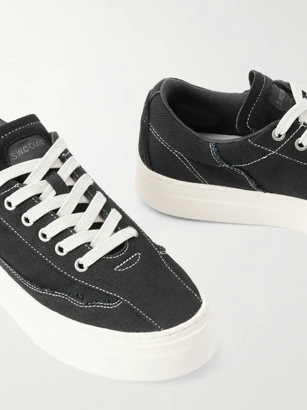 Omni Dellow Leather-Trimmed Distressed Drill Black (OM01012)