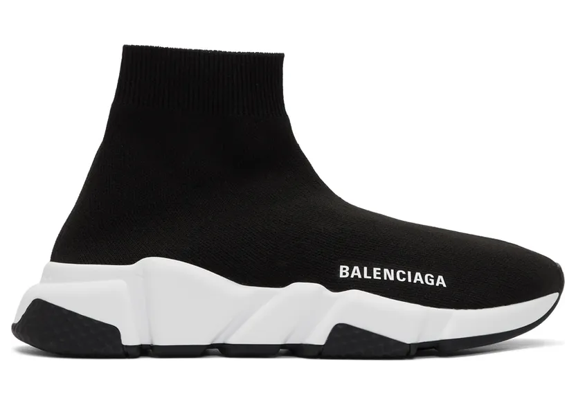 Balenciaga Black & White Speed Sneakers (587280-W05G9)