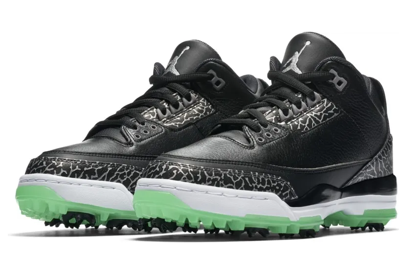 Jordan 3 Retro Golf Black Green Glow