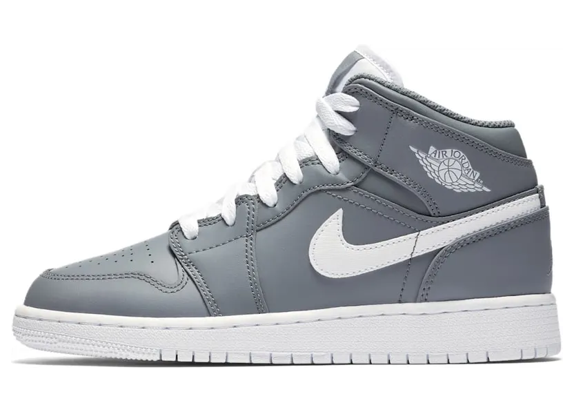 Air Jordan 1 Mid’Cool Grey’ BG Cool Grey/White-White (554725-036)