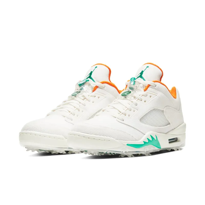 Jordan 5 Retro Low Golf Lucky and Good Sail/Starfish-Neptune Green-Obsidian (CW4204-100)
