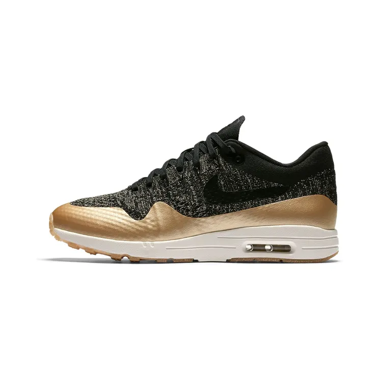 Nike Air Max 1 Ultra Flyknit Metallic Gold (W) “Black / Metallic Gold Star / Flat Opal” (881195-001)