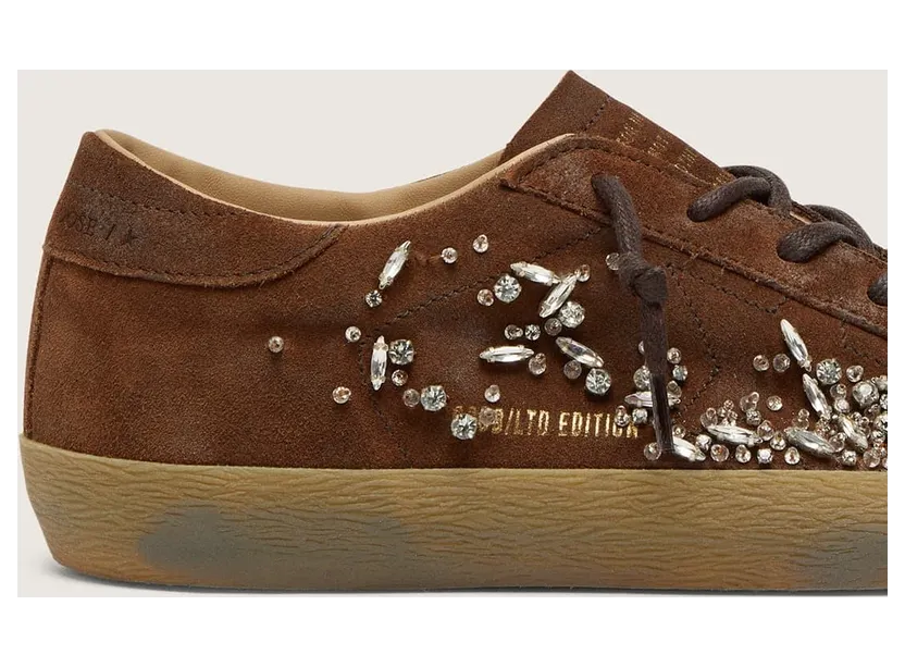 Golden Goose Women’S Super-Star Ltd In Brown Suede With Tone-On-Tone Embroidered Star And Silver Rhinestones (GWF01109.F008565.55378) (5)