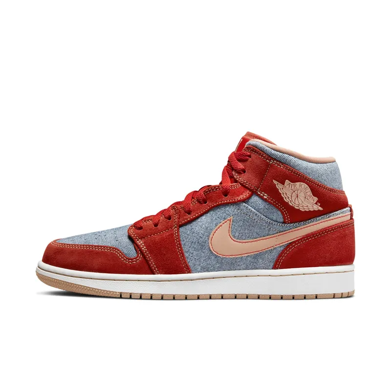 Jordan 1 Mid Denim – “Cinnabar / Hemp / White” (DM4352-600)