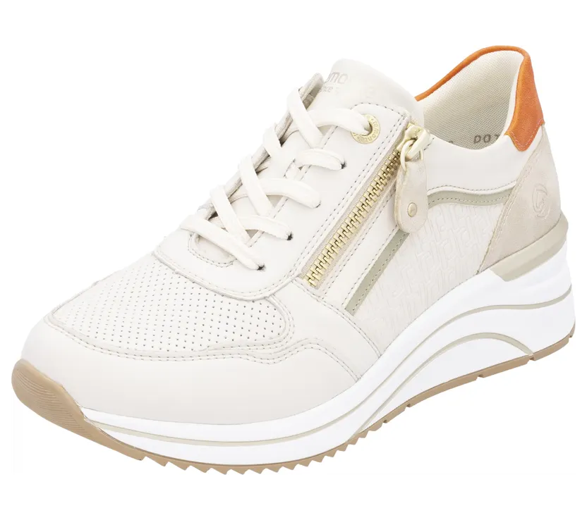 Remonte sneaker Lichtbeige / Oranje gemêleerd / Parelwit (D0T1080)