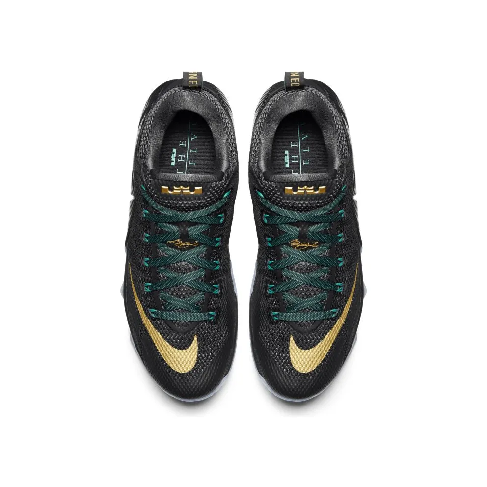 Nike LeBron 12 Low SVSM Black/Metallic Gold-Anthracite-Radiant Emerald (724557-070)
