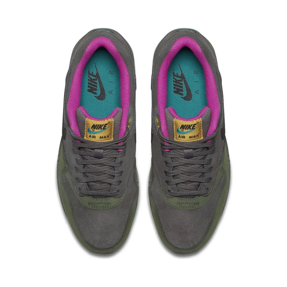 Nike Air Max 1 Pewter Carbon Dark Pewter/Black-Carbon Green-Fuchsia Flash (654466-008)