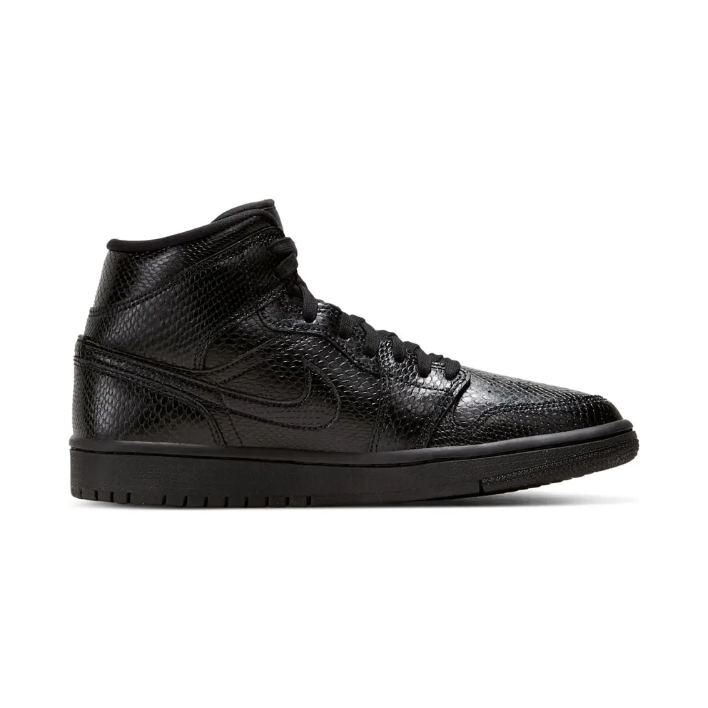 Nike Jordan 1 Mid Black Snakeskin (W) Black/White/Black (BQ6472-010)