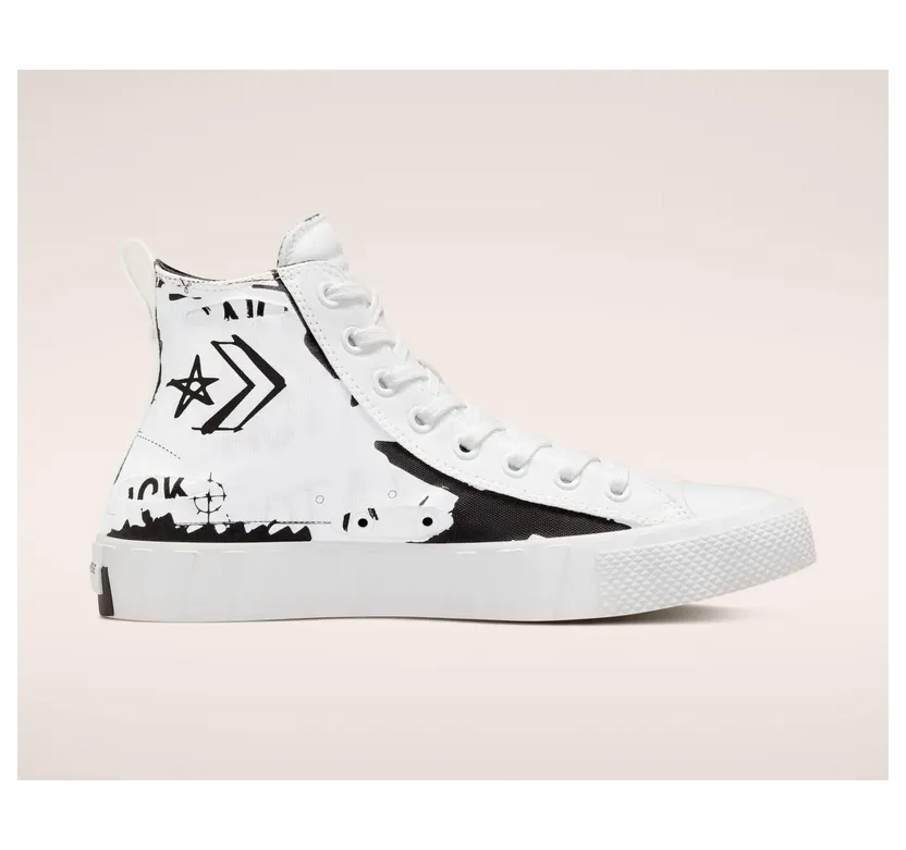 Converse Script Print UNT1TL3D High Top White/white/black (171231C)