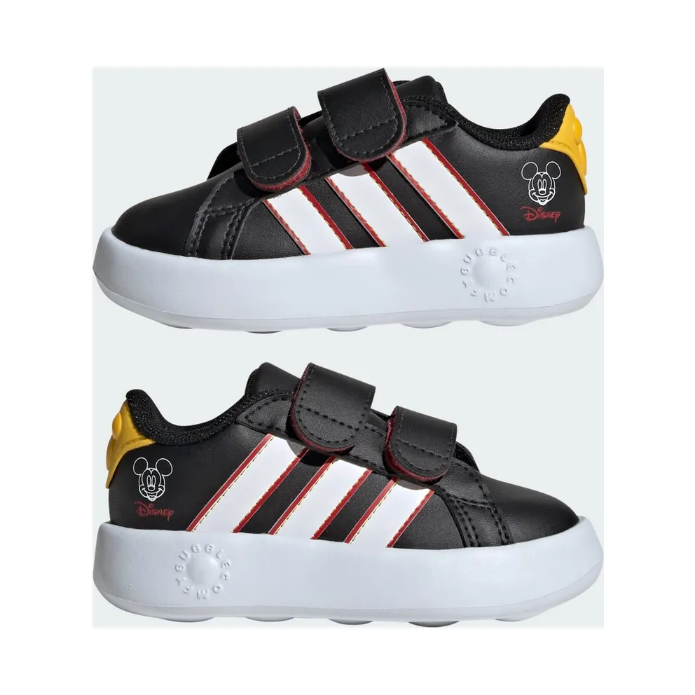 adidas X Disney Mickey Mouse Grand Court Shoes Kids “Core Black / Cloud White / Collegiate Red” (JQ8071)