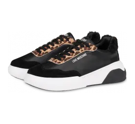 Moschino Sneaker Aus Kalbsleder Und Veloursleder Leopard Details (POLJA15855G0FIAJ00A)