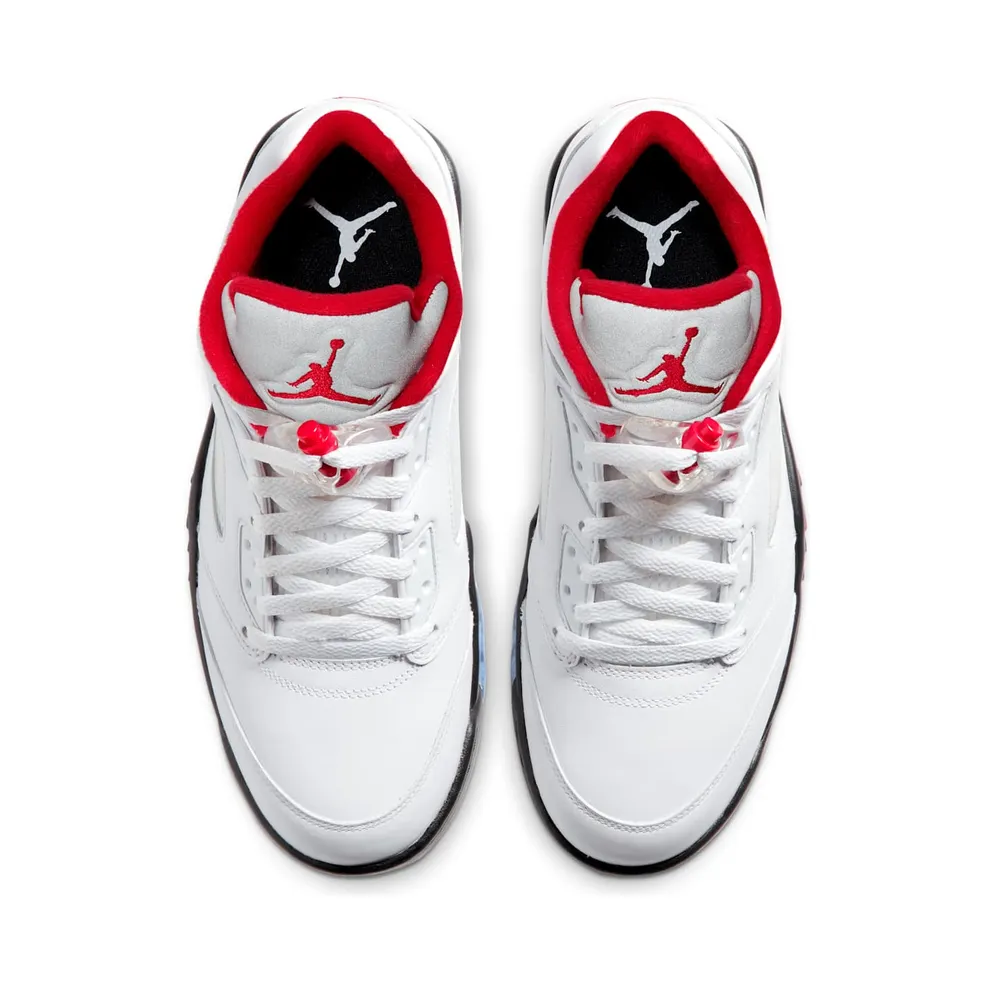 Jordan 5 Retro Low Golf Fire Red (Silver Tongue) White/Black-Metallic Silver-Fire Red (CU4523-100)