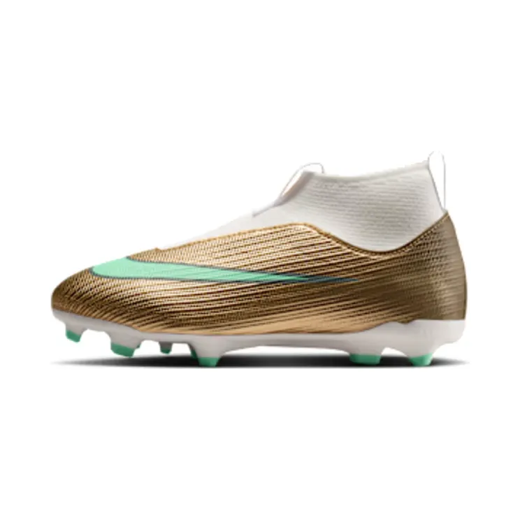 Nike Jr Mercurial Superfly 11 Academy ‘Kylian Mbappé’ ‘ Multi-Ground High-Top “Metallic Gold/Green Glow” (IR0790-701)
